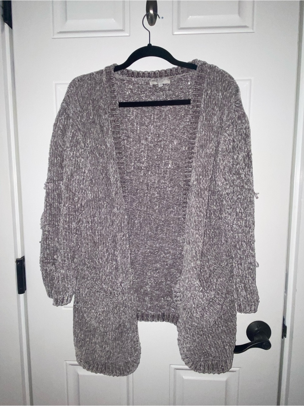 Open-Front Chunky Knit Cardigan - Heather Gray